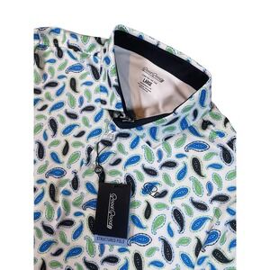 Good Good Golf Polo Mens L White Pais For Days Geometric Performance Structured